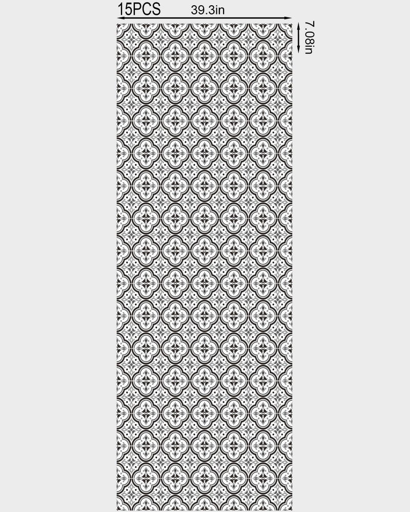 FLFK Black Patterns Stair Stickers - Set of 15, Peel and Stick Stair Riser Decals, 39.3"x7.08" - Image 2