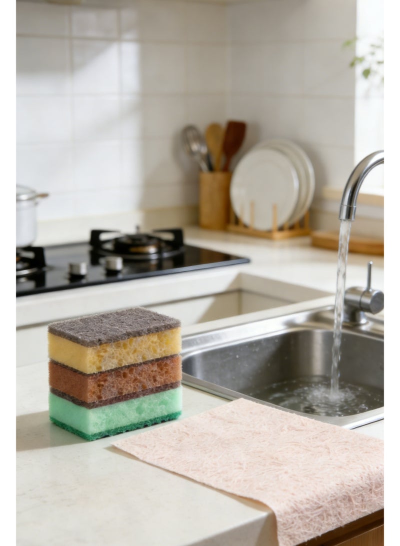 All-in-One Dish Cleaning Solution Bundle, Save AED 12:10 Colorful Sponges & 10 Reusable Microfiber Cloths - Image 2