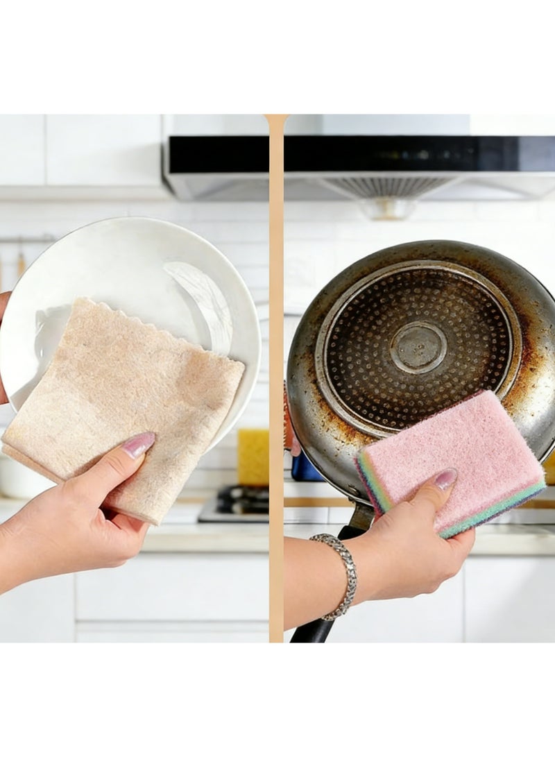 All-in-One Dish Cleaning Solution Bundle, Save AED 12:10 Colorful Sponges & 10 Reusable Microfiber Cloths - Image 4