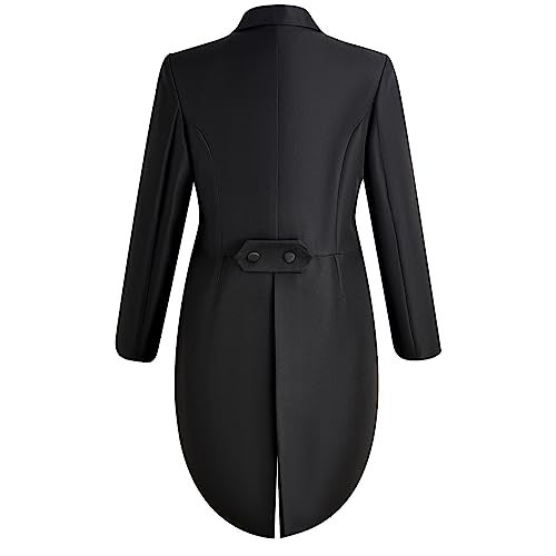 Catheive Mens Tailcoat Suit Jacket Tuxedo Double Breast Swallow Tail Coat Pants Bow Tie Black - Image 5