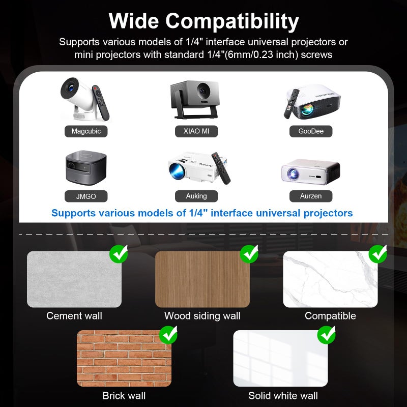 Aokeo Projector Wall Mount, 360Â° Adjustable Projector Stand Wall Mount for Cameras,projectors,VCRs,CCTV - Image 5