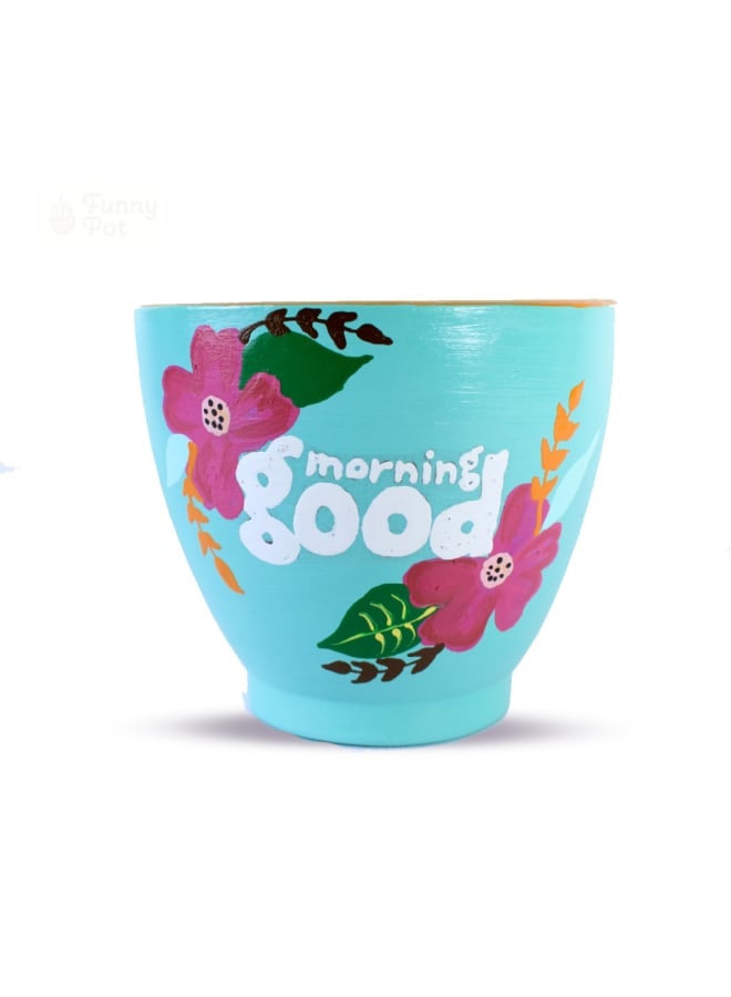 Handmade pottery empty pot - turqoise - 10*10 cm