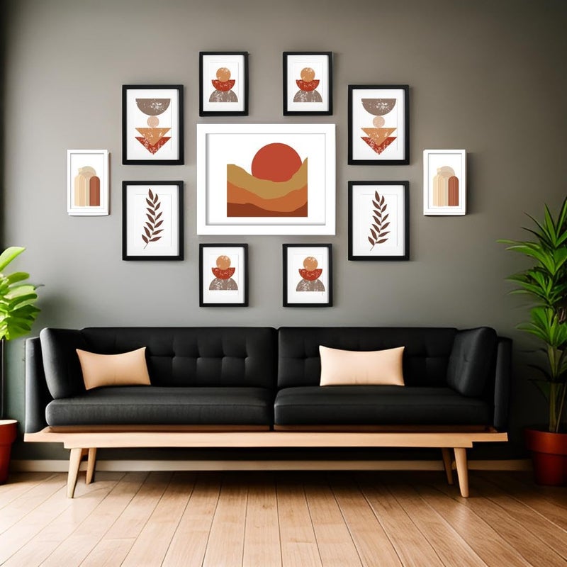 Dev Aastha Solid Black & White Photo Frame Set for Wall Décor | Set of 11 Rectangular Picture Frames with Plexi Glass | Ideal for Home & Office Use | Perfect for Gifting - Image 2