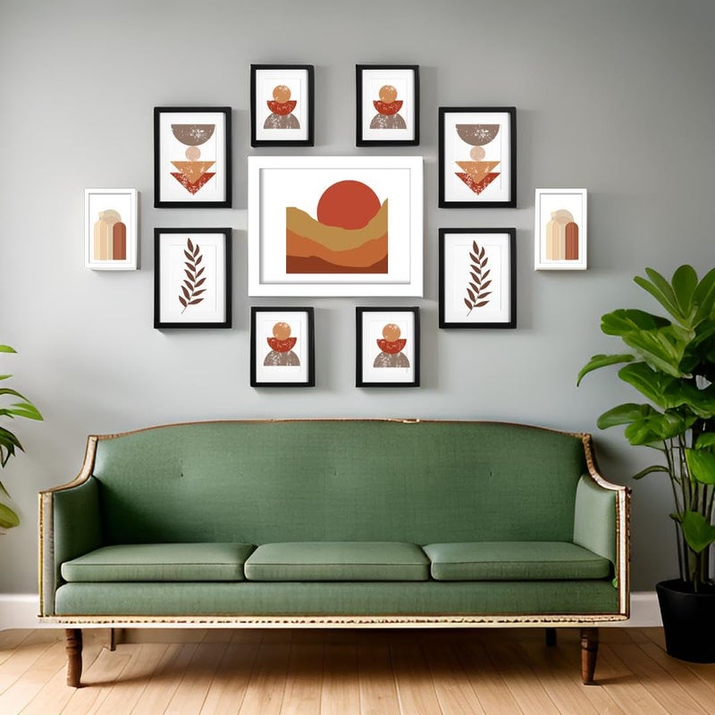 Dev Aastha Solid Black & White Photo Frame Set for Wall Décor | Set of 11 Rectangular Picture Frames with Plexi Glass | Ideal for Home & Office Use | Perfect for Gifting - Image 1