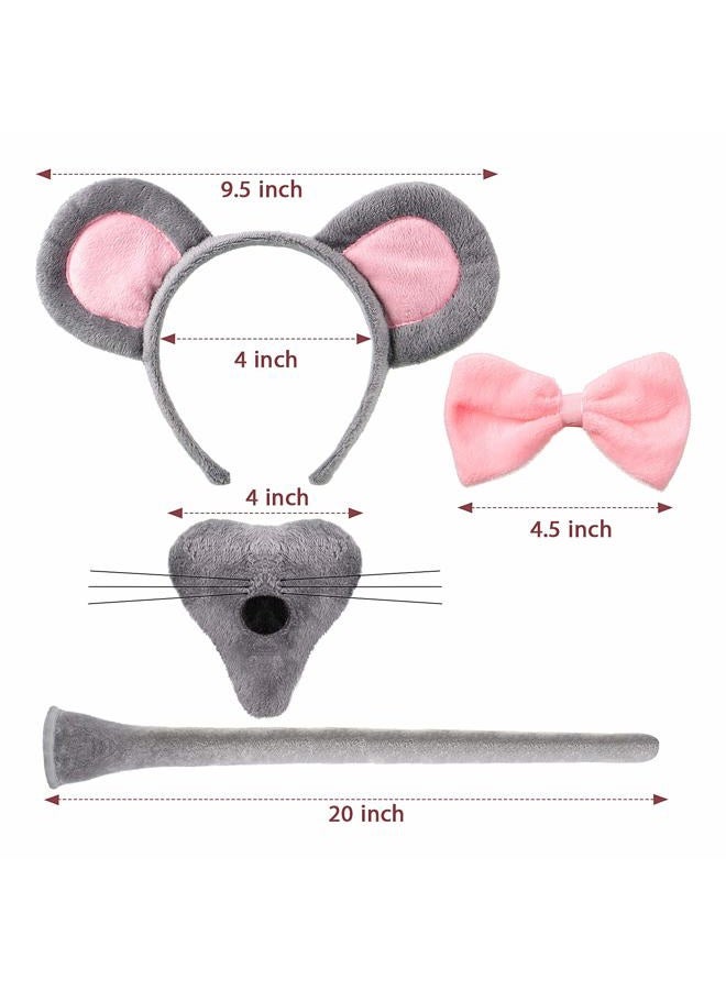 Geyoga Kids Mouse Costume Set Mouse Tutu Skirt Animal Ears Nose Bow Tie Tail Tutu Skirt Fancy Costume Accessories Halloween(Gray) - Image 3