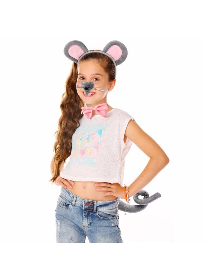 Geyoga Kids Mouse Costume Set Mouse Tutu Skirt Animal Ears Nose Bow Tie Tail Tutu Skirt Fancy Costume Accessories Halloween(Gray) - Image 5