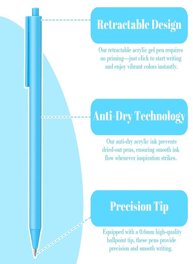 ElevateTech Acrylic Gel Pens, 12 Colors Retractable Colored Gel Pens Set 0.6 mm Fine Point Gel-Pen Smoooth Writing Pen for Journaling Drawing Note Taking Office Desk Accessories - Image 3