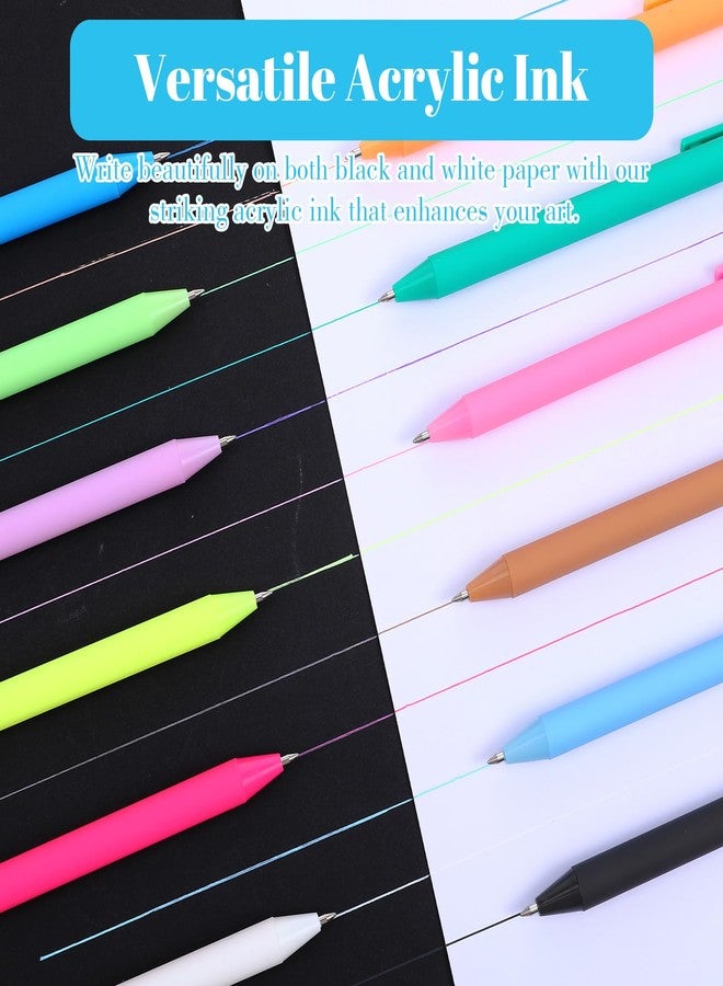 ElevateTech Acrylic Gel Pens, 12 Colors Retractable Colored Gel Pens Set 0.6 mm Fine Point Gel-Pen Smoooth Writing Pen for Journaling Drawing Note Taking Office Desk Accessories - Image 4