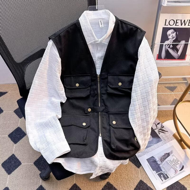 American Style Retro Multi-Pocket New Vest Men'S Summer Thin Sleeveless Vest Men'S Fashionable All-Match Vest Jacket - Image 2