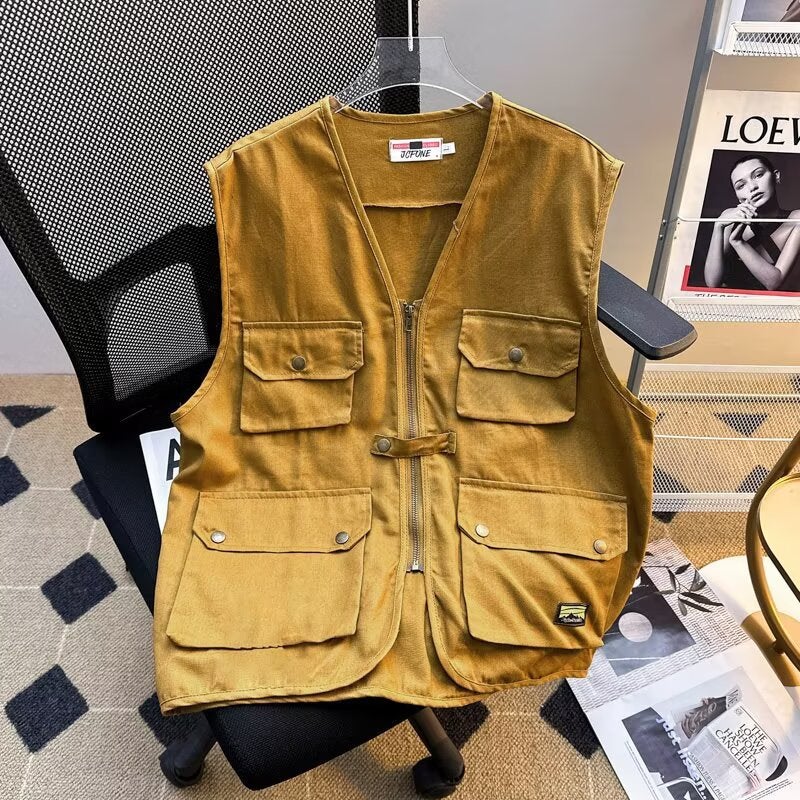 American Style Retro Multi-Pocket New Vest Men'S Summer Thin Sleeveless Vest Men'S Fashionable All-Match Vest Jacket - Image 4