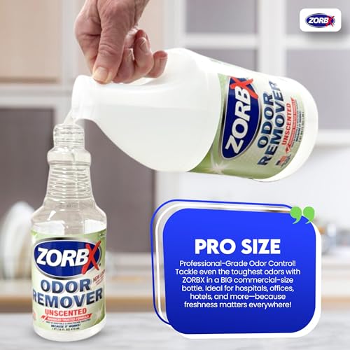 ZORBX Unscented Odor Eliminator for Strong Odor 64 oz - Used in Hospitals & Healthcare Facilities - Advanced Trusted Formula, Fast-Acting Odor Remover Spray for Dog, Cat, House & Carpet - Image 2