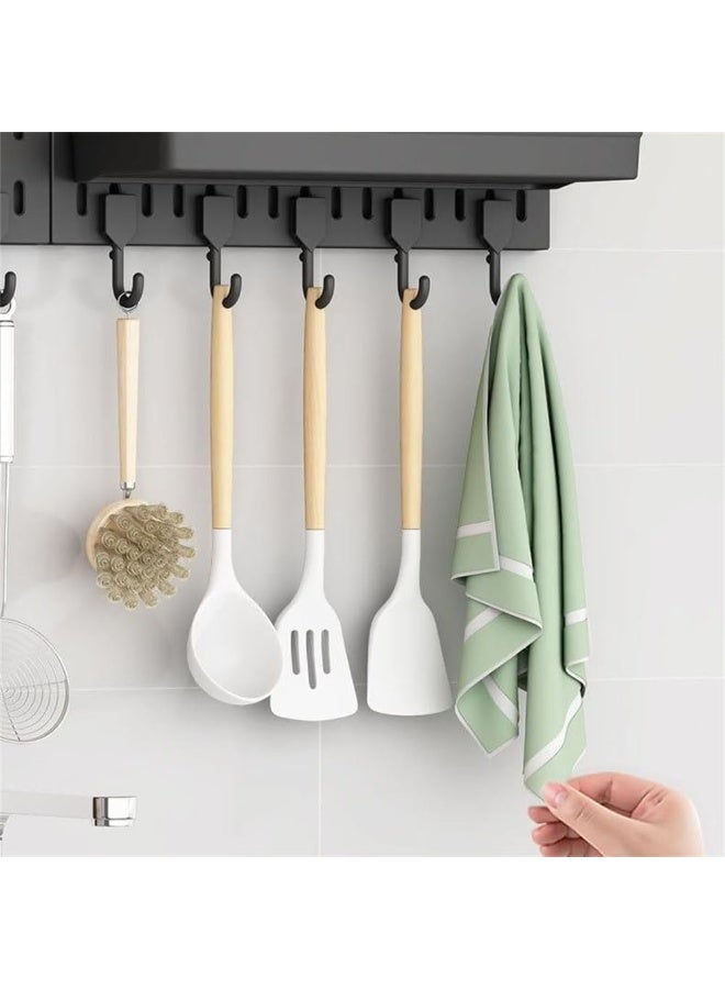 Y&D Pegboard Combination Kit Wall Mounted Storage Set with 4 Pegboards & 18 Accessories Modular Hanging Peg Boards Organizer for Walls Display Kitchen Organizer Black 60×60cm  - Image 5