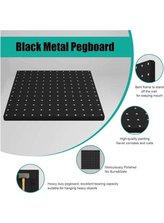 Y&D Pegboard Combination Kit Wall Mounted Storage Set with 4 Pegboards & 18 Accessories Modular Hanging Peg Boards Organizer for Walls Display Kitchen Organizer Black 60×60cm  - Image 4