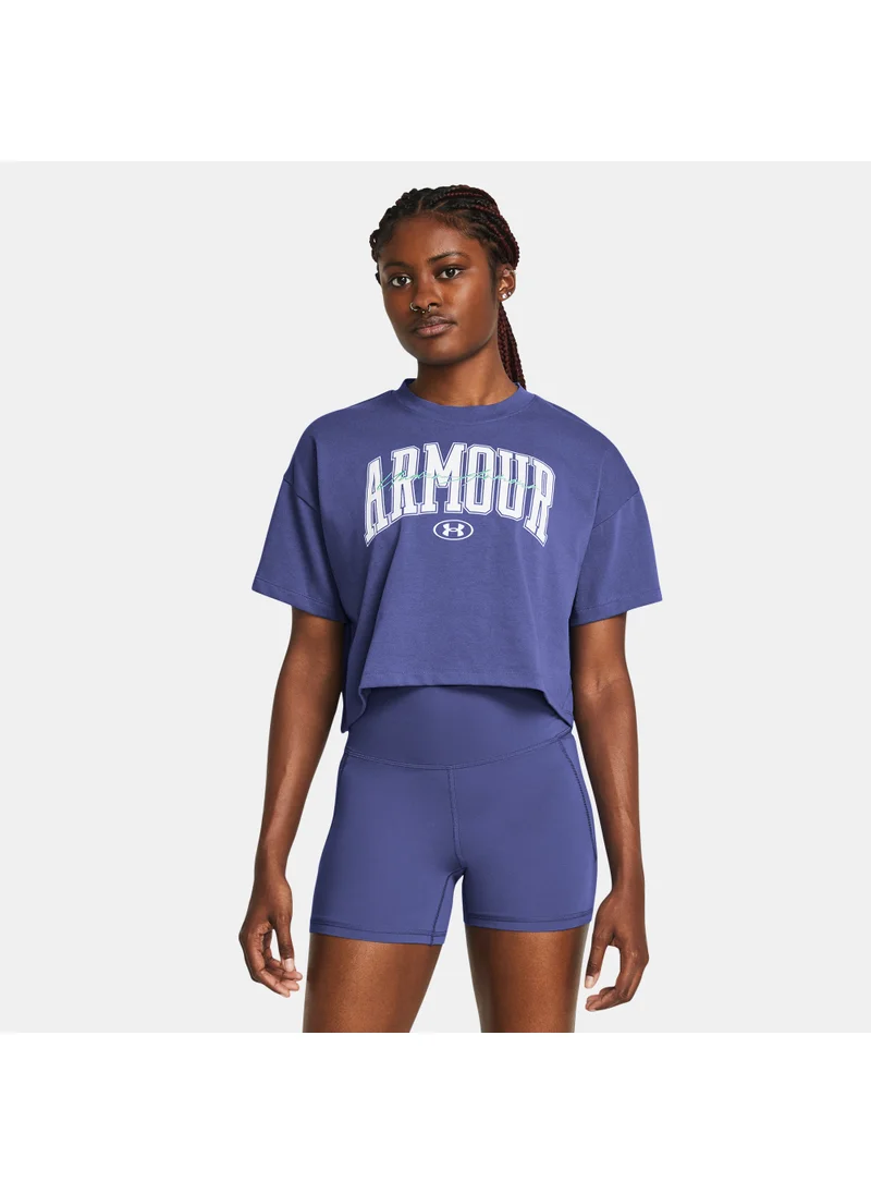 UNDER ARMOUR Women's Heavyweight Scripted Wordmark Crop Top