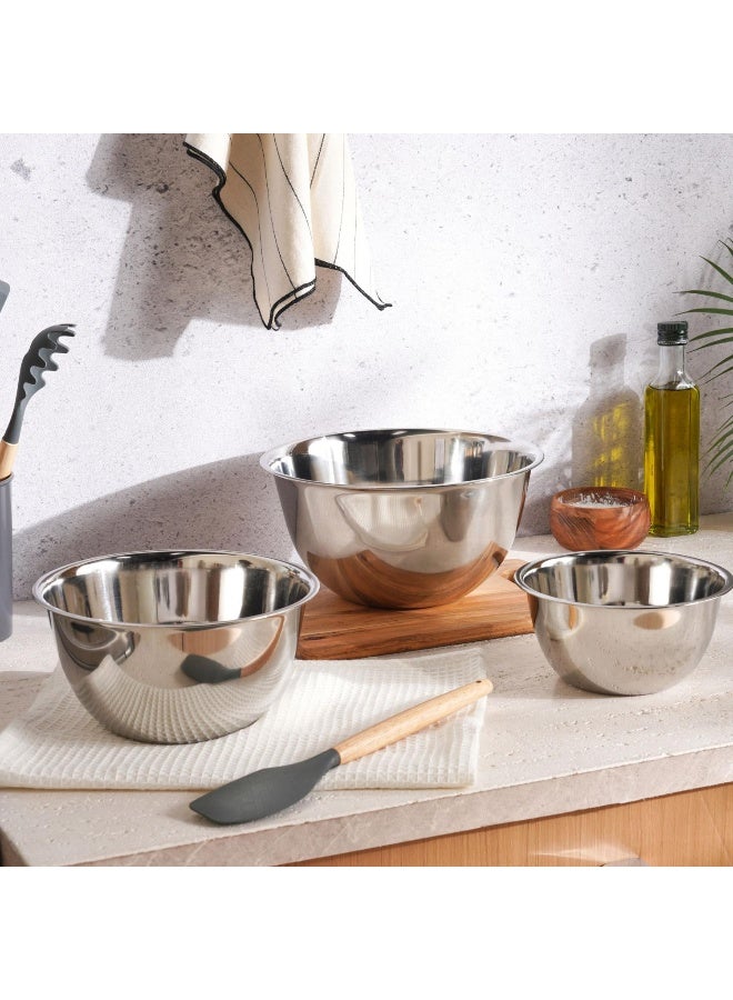 Pan Home طقم وعاء خلط من الفولاذ المقاوم للصدأ مكون من 3 قطع - Image 1