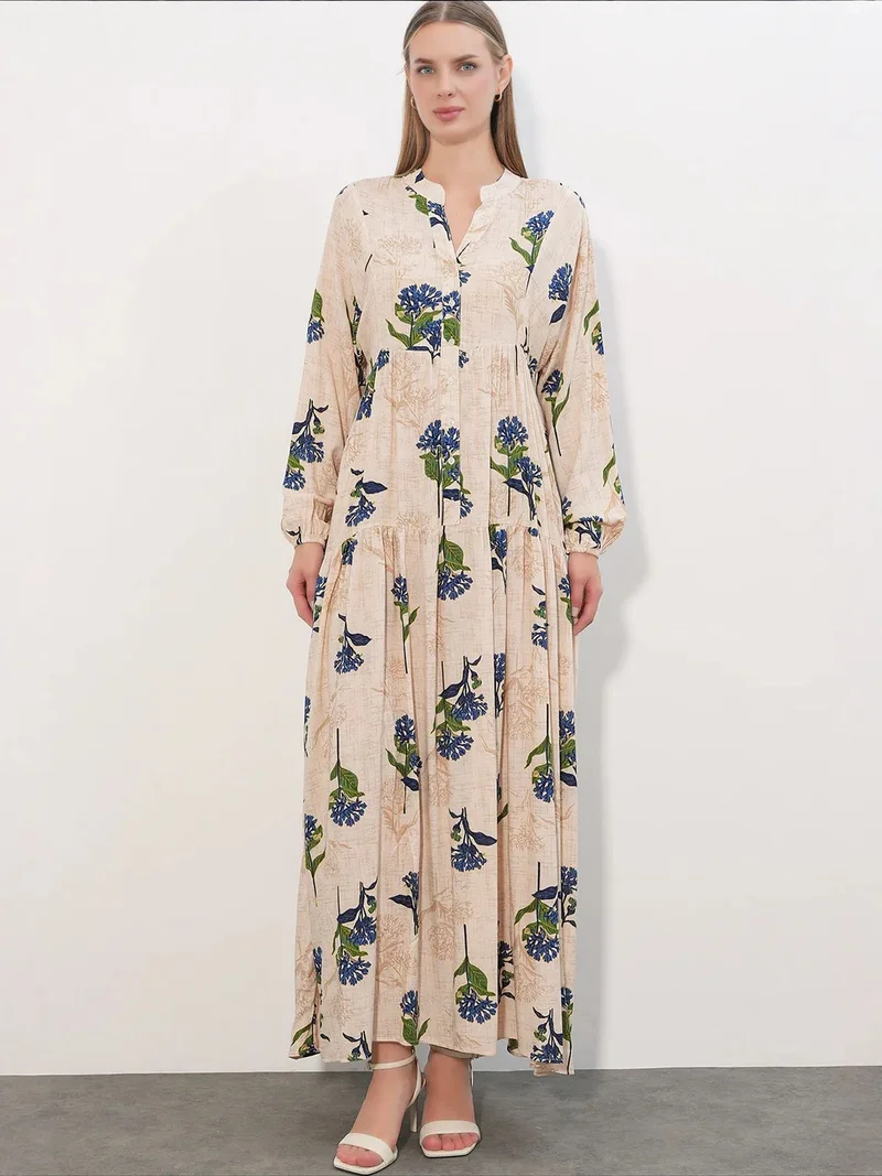Big Dart Multicolor BDART Patterned V-Neck Maxi Dress for Women | Best Price UAE