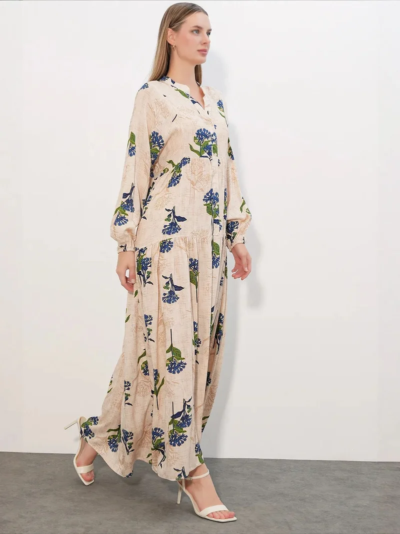 Big Dart Multicolor BDART Patterned V-Neck Maxi Dress for Women | Best Price UAE