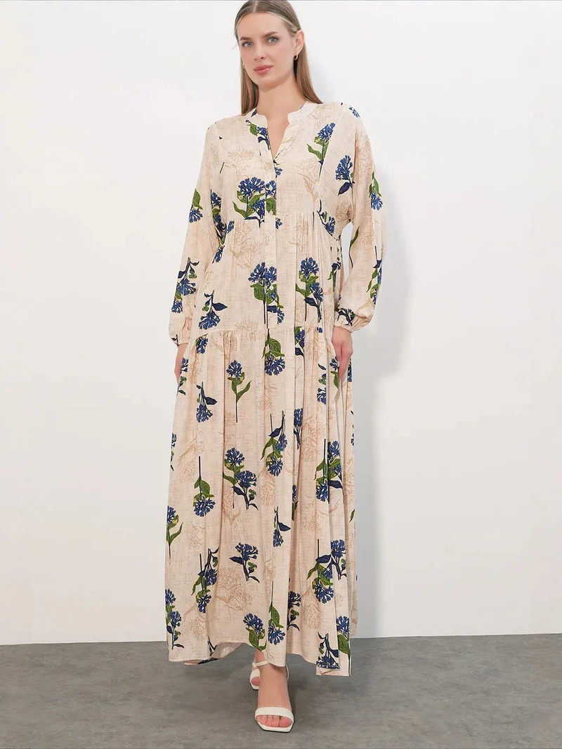 BDART Patterned V-Neck Maxi Dress