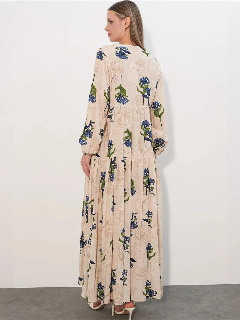 Big Dart Multicolor BDART Patterned V-Neck Maxi Dress for Women | Best Price UAE