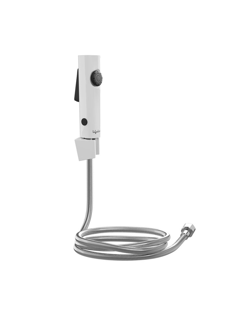 Lifelong Lifelong ABS Health Faucet with SS-304 Grade 1.25 Meter Flexible Hose Pipe and Wall Hook, White (Jet Spray for Toilet), Polished, LLBAHF14  - Image 1