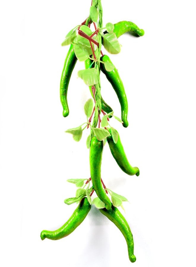 Crystu Artificial Green Chilli Hanging String for Kitchen Decor | Realistic Fake Vegetable Wall Hanging for Home & Restaurant Decoration Combo 2 pc - Image 3