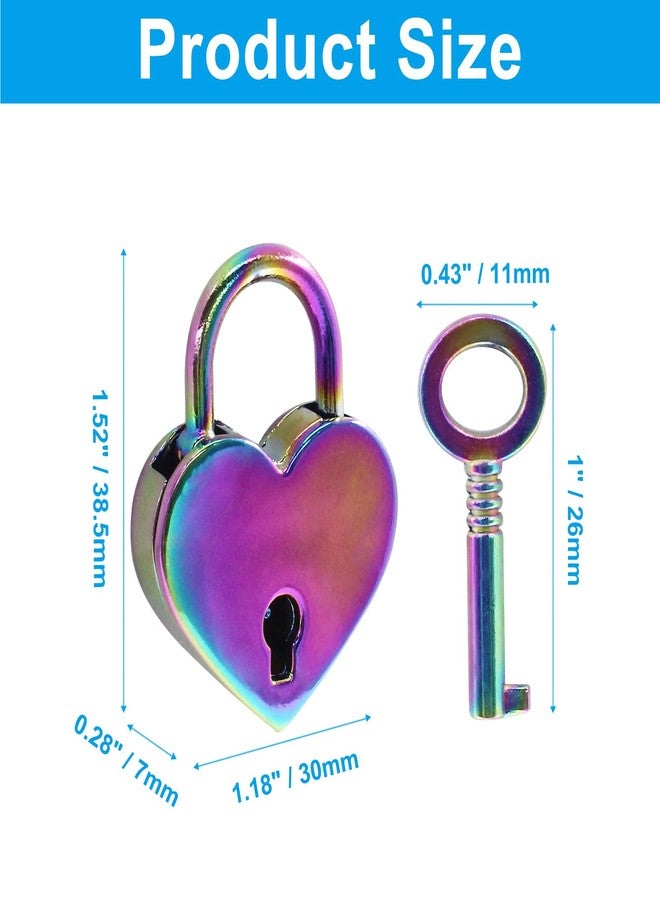 LifCratms 2Pcs Small Heart Padlock with Keys, Mini Padlock Heart Shaped Lock Colorful Padlock for Notebook, Diary Book, Jewelry Box, Srorage Box, Locker, Mini Bag - Image 2