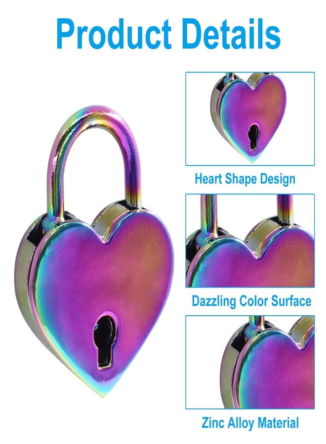 LifCratms 2Pcs Small Heart Padlock with Keys, Mini Padlock Heart Shaped Lock Colorful Padlock for Notebook, Diary Book, Jewelry Box, Srorage Box, Locker, Mini Bag - Image 4