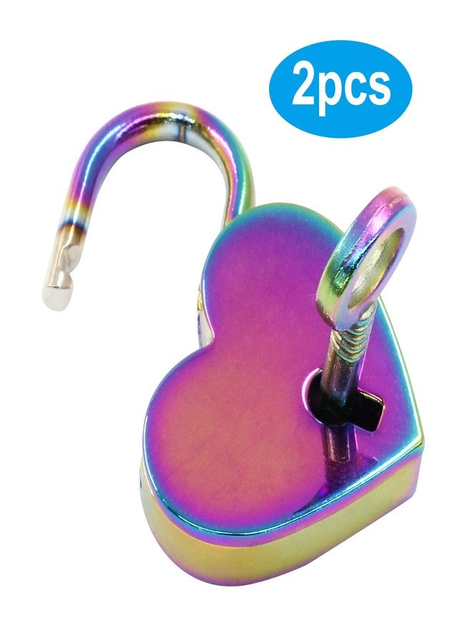 LifCratms 2Pcs Small Heart Padlock with Keys, Mini Padlock Heart Shaped Lock Colorful Padlock for Notebook, Diary Book, Jewelry Box, Srorage Box, Locker, Mini Bag - Image 3