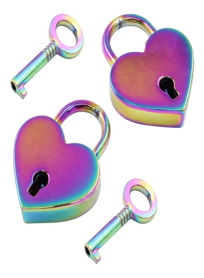 LifCratms 2Pcs Small Heart Padlock with Keys, Mini Padlock Heart Shaped Lock Colorful Padlock for Notebook, Diary Book, Jewelry Box, Srorage Box, Locker, Mini Bag - Image 1