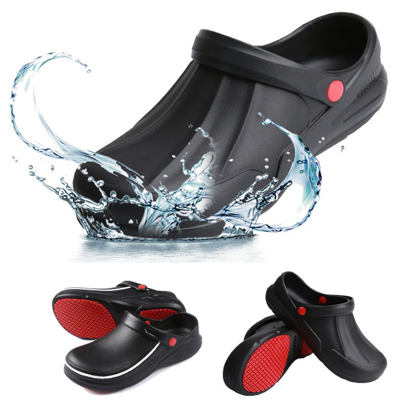 Plus Size Black Non-Slip Kitchen Shoes Rain Boots Canteen Work Labor Protection Shoes El Waterproof And Oil-Proof Chef Shoes - Image 3
