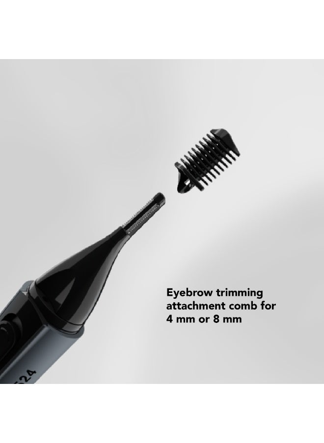 Carrera CRR524 Unisex Cosmetic Hair Trimmer, 0.4mm Precision Cut, Integrated Spotlight, Cordless & Portable, Battery Powered, For Nose Hair, Upper Lips, Ear, Eyebrow, Sideburns & Facial Hair, 2 Years Warranty - Image 2