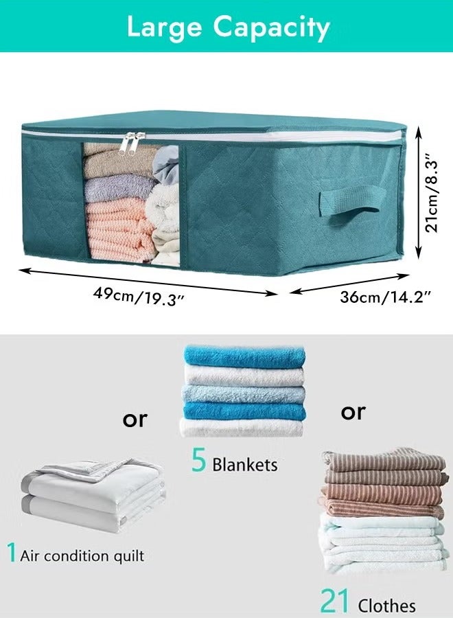 Foldable Storage Bag, Non-woven Clothes Organizer with Large Clear Window, Storage Box with Zippers & with Sturdy Handle, Strong Moving Bags, Storage Tote for Space Saving, Durable Dustproof Clothes Storage Bins, Large Capacity Storage Containers, Storage Bag for Closet, Dorm, Bedding, Clothes, Blankets  - Image 2