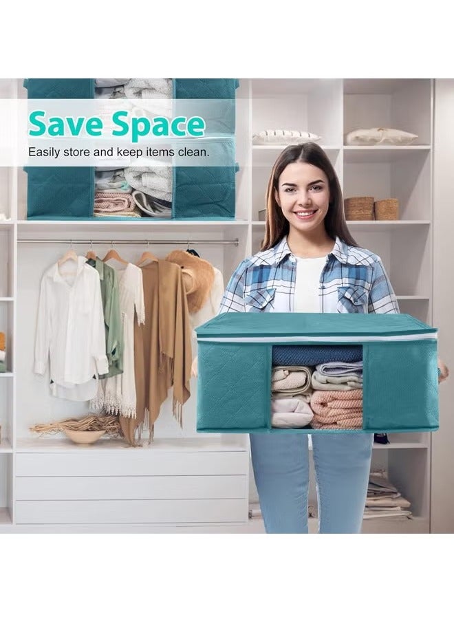 Foldable Storage Bag, Non-woven Clothes Organizer with Large Clear Window, Storage Box with Zippers & with Sturdy Handle, Strong Moving Bags, Storage Tote for Space Saving, Durable Dustproof Clothes Storage Bins, Large Capacity Storage Containers, Storage Bag for Closet, Dorm, Bedding, Clothes, Blankets  - Image 3