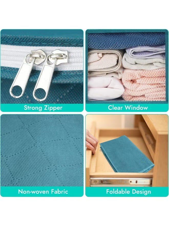 Foldable Storage Bag, Non-woven Clothes Organizer with Large Clear Window, Storage Box with Zippers & with Sturdy Handle, Strong Moving Bags, Storage Tote for Space Saving, Durable Dustproof Clothes Storage Bins, Large Capacity Storage Containers, Storage Bag for Closet, Dorm, Bedding, Clothes, Blankets  - Image 5