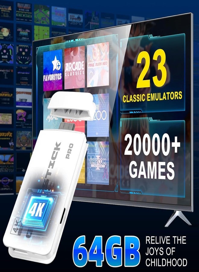 جهاز ألعاب فيديو تلفزيوني لاسلكي SSR إصدار 2025، يعمل بتقنية التوصيل والتشغيل، بدقة 4K فائقة الوضوح، مزود بأكثر من 20,000 لعبة مدمجة وذاكرة تخزين خارجية 64 جيجابايت، يدعم 9 محاكيات، مناسب للأطفال من سن 5 إلى 17 عامًا، لون أبيض. - Image 2
