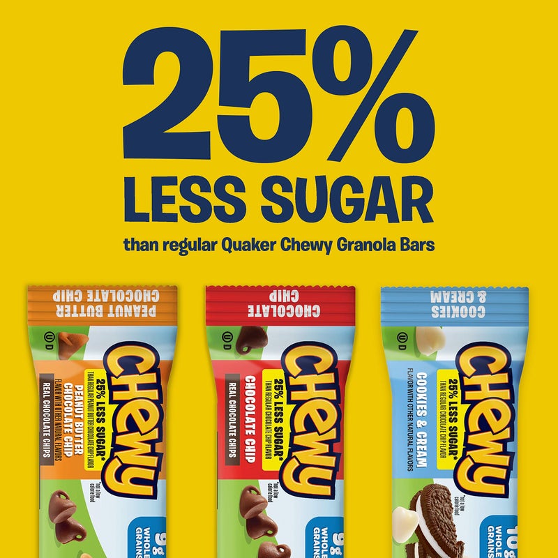 Quaker Chewy Granola Bars, 25% Less Sugar, 2 Flavor Variety Pack, (18 Pack) - Image 4