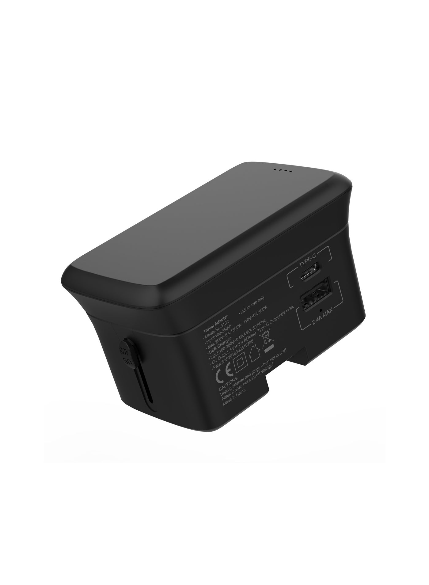 CAROSKI Universal Travel Adapter with Power Bank 5000mah with Type-C Fast Charging Adaptor for iPhone - Samsung - Tablet
