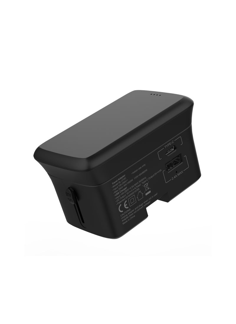 CAROSKI CAROSKI Universal Travel Adapter 3.4A - 5000mah Power Bank with Type-C Fast Charging Adaptor for iPhone - Samsung - Tablet  - Image 1
