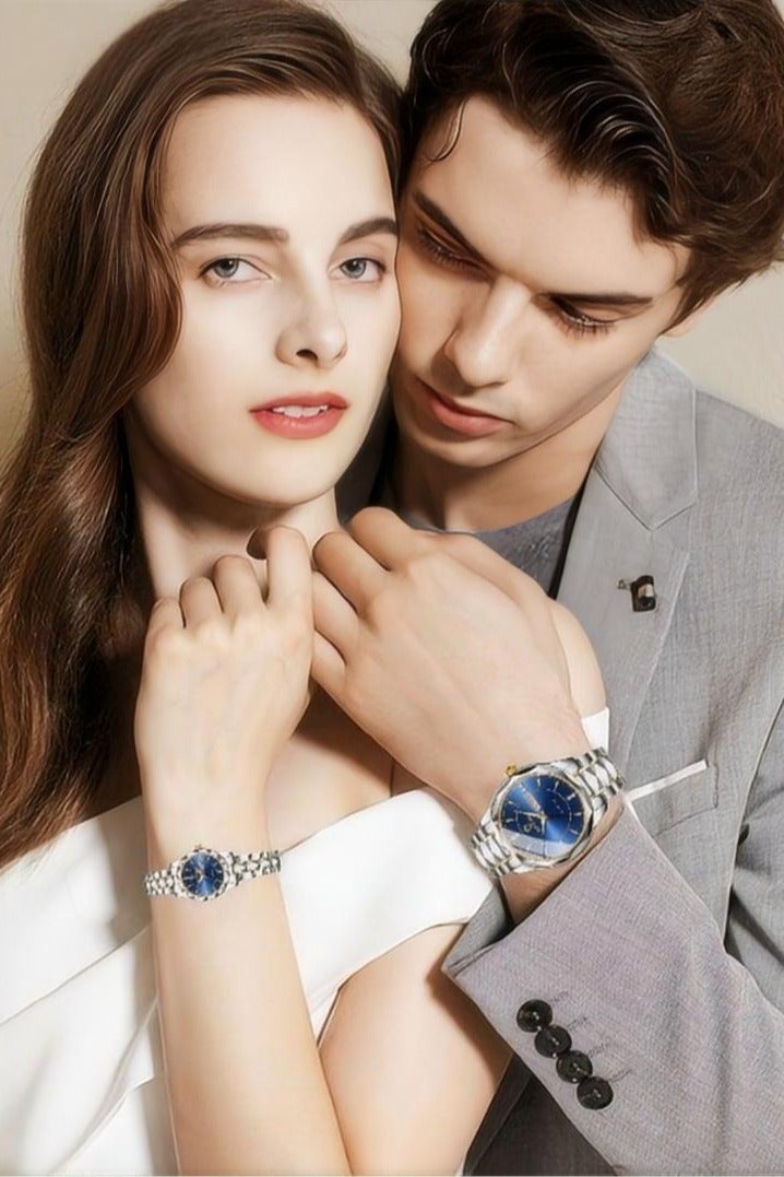 بينبوند الرجال والسيدات كوارتز ووتش أزياء فاخرة للماء ووتش الفولاذ المقاوم للصدأ الأعمال المعصم ووتش - Image 3