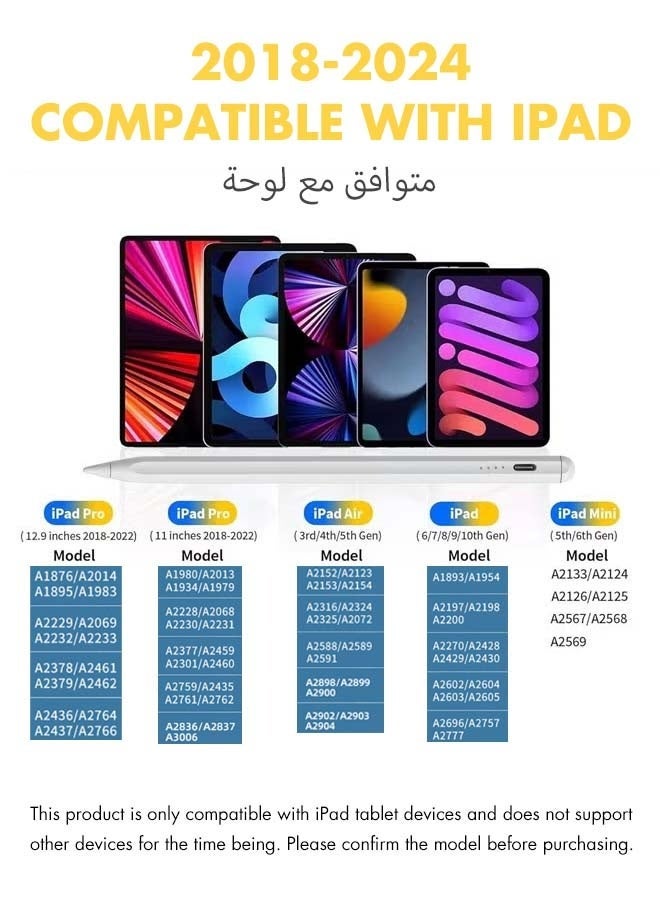 تشورود قلم ستيلاس لآيباد الجيلين التاسع والعاشر، قلم آبل بيسكل سريع الشحن، قلم آيباد للآيباد 2018-2025، قلم آيباد للآيباد برو 11/12.9 جيل 3/4/5، آيباد ميني 5/6، آيباد 6/7/8، آيباد إير 3/4/5 (بيت) - Image 5