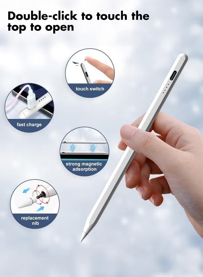 تشورود قلم ستيلاس لآيباد الجيلين التاسع والعاشر، قلم آبل بيسكل سريع الشحن، قلم آيباد للآيباد 2018-2025، قلم آيباد للآيباد برو 11/12.9 جيل 3/4/5، آيباد ميني 5/6، آيباد 6/7/8، آيباد إير 3/4/5 (بيت) - Image 4