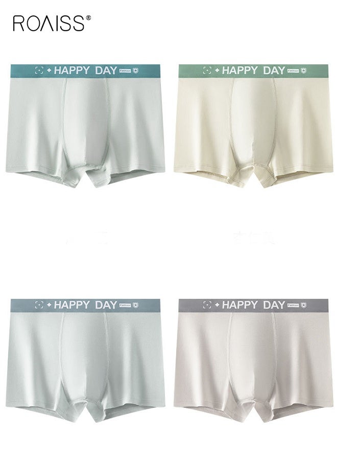 roaiss 4 PCS Antibacterial Boxer Shorts Men Cotton Mens Underwear Shorts  Breathable  Non-marking Boxer Briefs Comfortable Skin-Friendly Not Stuffy  - Image 1