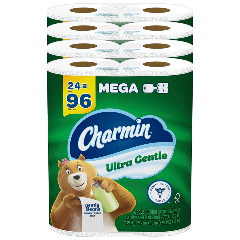 Charmin Toilet Paper Ultra Gentle, 6 Mega Rolls, 2-ply Bath Tissue - Image 1