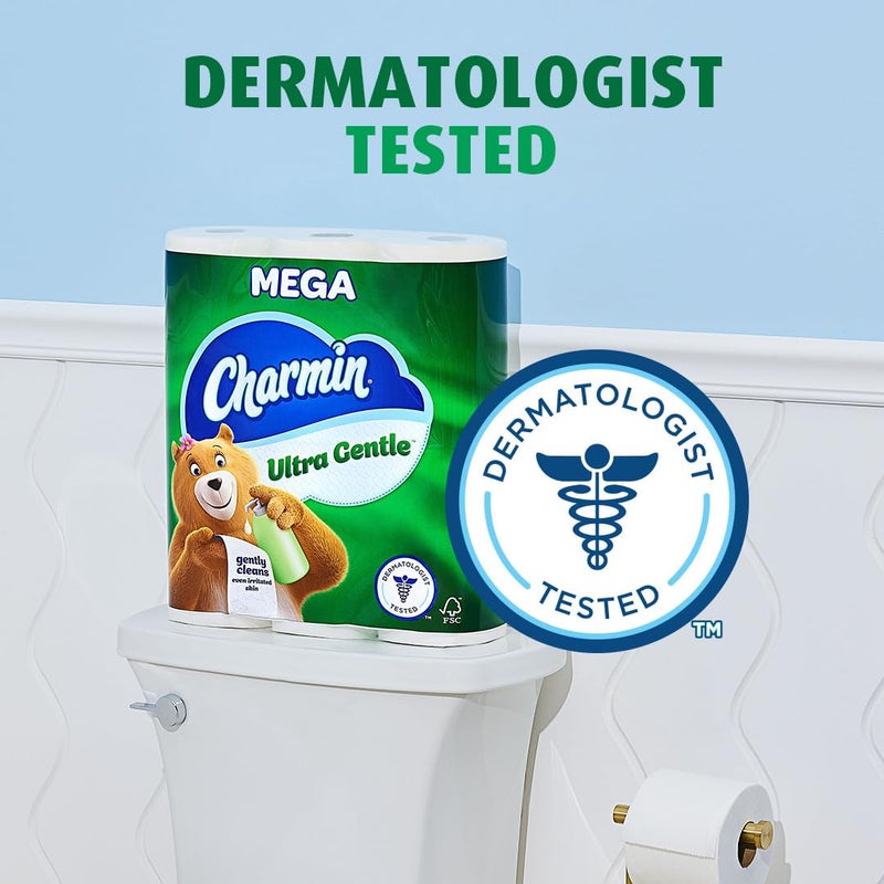 Charmin Toilet Paper Ultra Gentle, 6 Mega Rolls, 2-ply Bath Tissue - Image 2