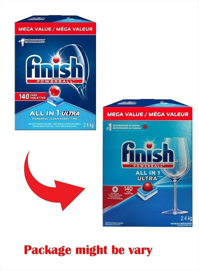Finish Powerball Automatic Dishwasher Detergent, All in 1 Ultra Powerful Clean, 2.4 KG - 140 Tabs  - Image 5