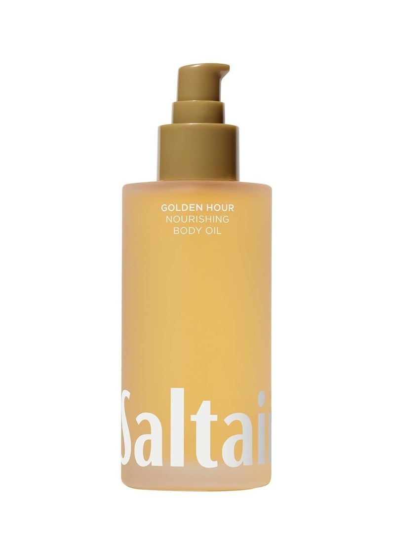 Saltair Saltair Body Oil. Luxurious Golden Hour After Shower and Bath Oil Moisturizer for Women. Botanical, Non-Greasy, and Well-Absorbing Lotion for Hydrating Dry Skin. 4oz Pump Bottle  - Image 1