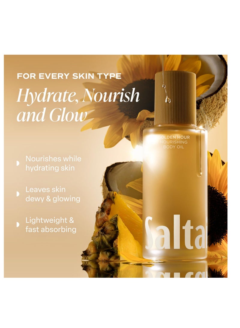 Saltair Saltair Body Oil. Luxurious Golden Hour After Shower and Bath Oil Moisturizer for Women. Botanical, Non-Greasy, and Well-Absorbing Lotion for Hydrating Dry Skin. 4oz Pump Bottle  - Image 3