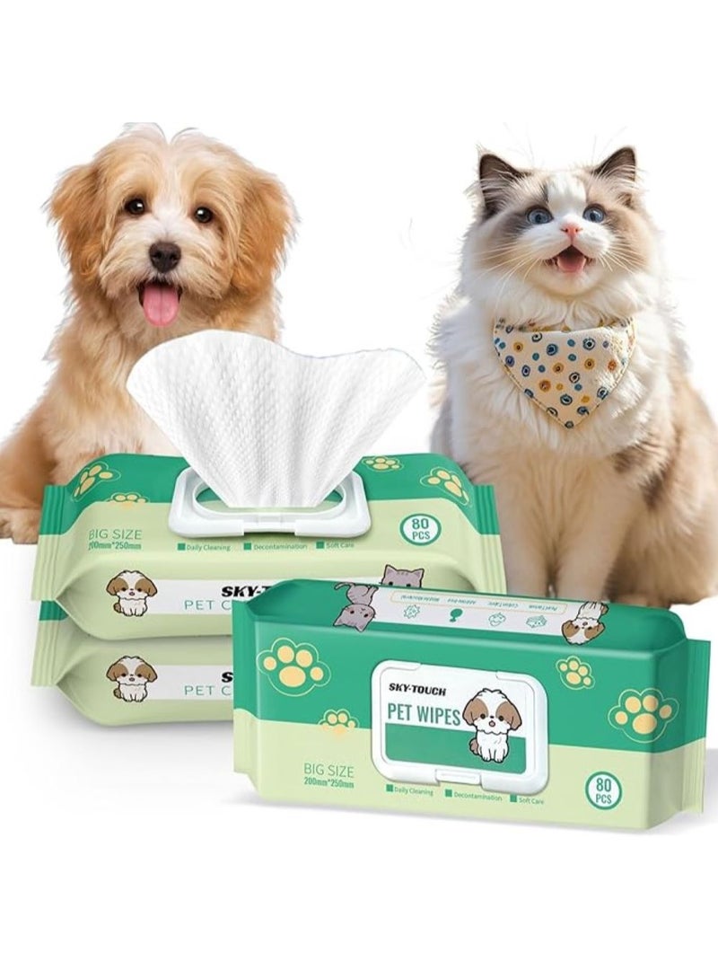 SKY-TOUCH 2pack Dog Wipes 160pcs, Pet Grooming Wipes for Dogs & Cats, for full body, eye wipes, ear wipes, Paws, & Butt Unscented (2 pack) - Image 1