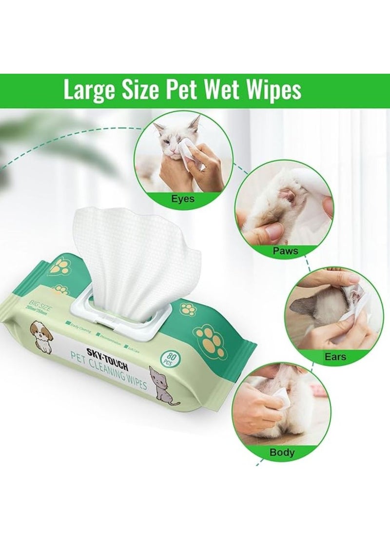 SKY-TOUCH 2pack Dog Wipes 160pcs, Pet Grooming Wipes for Dogs & Cats, for full body, eye wipes, ear wipes, Paws, & Butt Unscented (2 pack) - Image 2