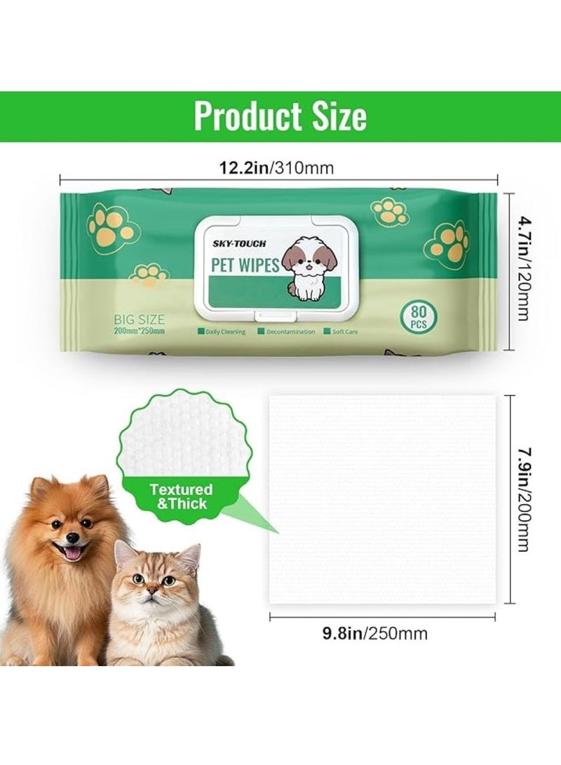 SKY-TOUCH 2pack Dog Wipes 160pcs, Pet Grooming Wipes for Dogs & Cats, for full body, eye wipes, ear wipes, Paws, & Butt Unscented (2 pack) - Image 3